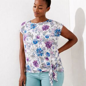 Loft Top Size Large Floral Lightweight Cap Sleeve NWOT